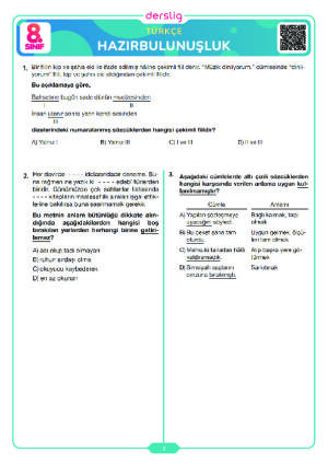 8. Sınıf Türkçe Hazırbulunuşluk Sınavı