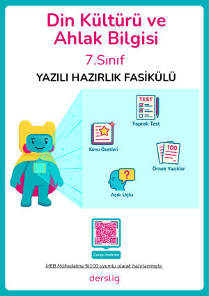 7. Sınıf Din Kültürü ve Ahlak Bilgisi 1. Dönem 2. Yazılı Hazırlık Fasikülü