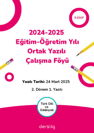 9. Sınıf Türk Dili ve Edebiyatı 2. Dönem 1. Yazılı Çalışma Föyü