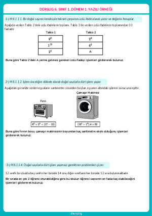 1.Dönem 1.Yazılı Örnek Sınav Soruları