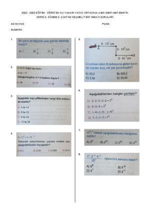 2. Dönem 2. Yazılı