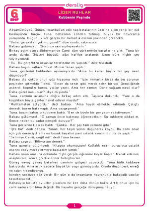 6. Tema Lider Ruhlar Kubbenin Peşinde Okuma Metni