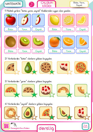 2. Sınıf Bütün, Yarım, Çeyrek Cevap Anahtarı