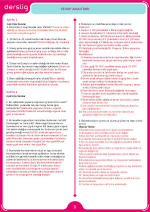 8. Sınıf Fen Bilimleri 1. Dönem 2. Yazılı Hazırlık Fasikülü Cevap Anahtarı