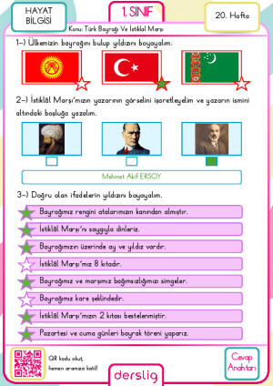 1. sınıf 20. hafta cevap anahtarı