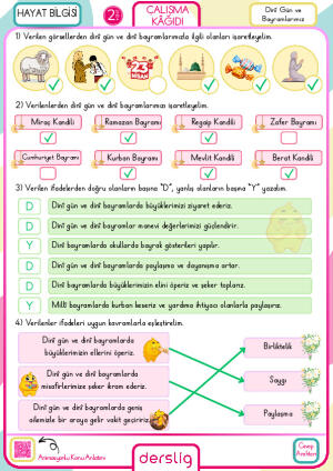 2. Sınıf Dinî Gün ve Bayramlarımız Cevap Anahtarı