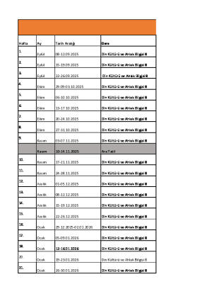 2025-2026 DYK Din Kültürü ve Ahlak Bilgisi Yıllık Plan PDF