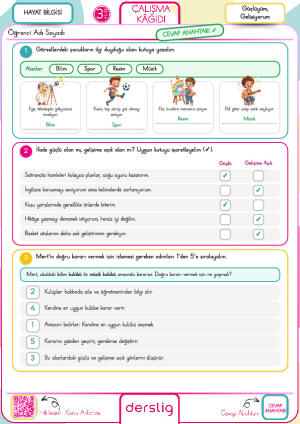 3. Sınıf Güçlüyüm, Gelişiyorum Çalışma Kağıdı-Cevap Anahtarı.pdf