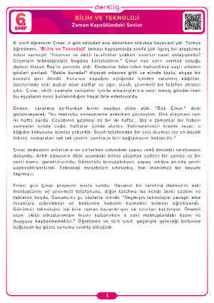 5. Tema Bilim ve Teknoloji Zaman Kapsülündeki Sesler Dinleme Metni