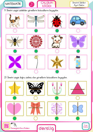 2. Sınıf Simetrik Şekilleri Ayırt Edelim Cevap Anahtarı