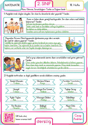 2. Sınıf 18. Hafta Cevap Anahtarı