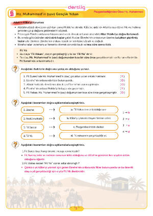 6.Sınıf 6.Tema 4.Konu (Bir Sure Öğreniyorum: Fil Suresi) Çalışma Kağıdı Cevap Anahtarı