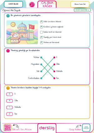 3. Sınıf Ülkemizin Yönetim Şekli Cevap Anahtarı