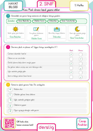 2. Sınıf 1. Hafta cevap anahtarı