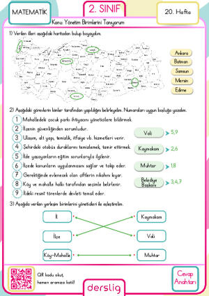 2. Sınıf 20. Hafta Cevap Anahtarı