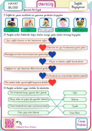 2. Sınıf Sağlıklı Büyüyorum Cevap Anahtarı