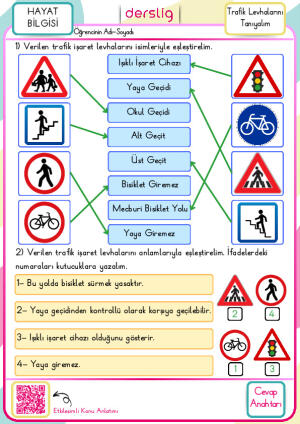 Trafik Levhalarını Tanıyalım Cevap Anahtarı