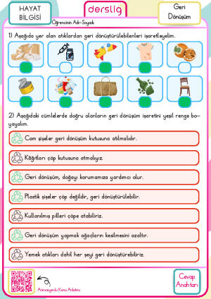 1. Sınıf Geri Dönüşüm Cevap Anahtarı