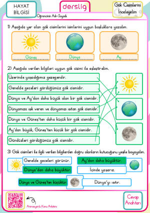 1. Sınıf Gök Cisimlerini İnceleyelim Cevap Anahtarı