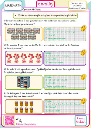 Çarpma İşlemi Gerektiren Problemleri Çözelim Cevap Anahtarı