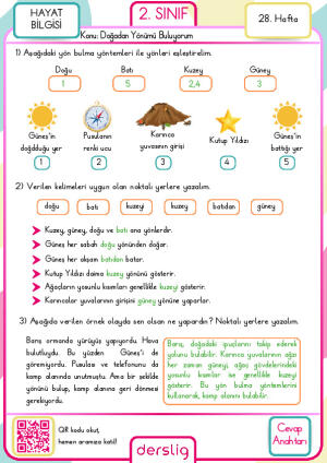 2. Sınıf 28. Hafta Cevap Anahtarı