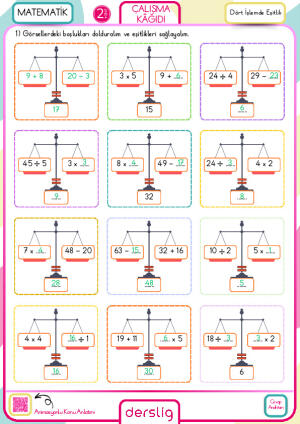 2. Sınıf Dört İşlemde Eşitlik Cevap Anahtarı