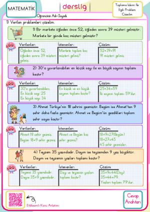 Toplama İşlemi İle İlgili Problem Çözelim Cevap Anahtarı