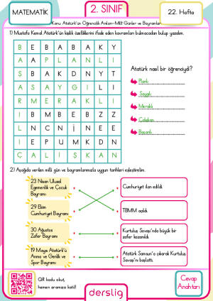 2. Sınıf 22. Hafta Cevap Anahtarı