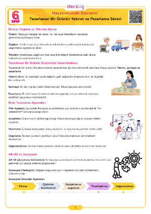 6. Sınıf 5. Tema 3. Konu Tasarlanan Bir Ürünün Yatırım ve Pazarlama Süreci