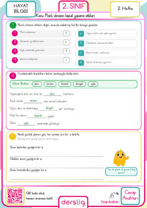 2. Sınıf 2. Hafta cevap anahtarı