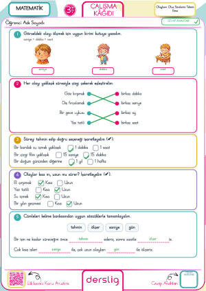 3. Sınıf Olayların Oluş Sürelerini Tahmin Etme Cevap Anahtarı