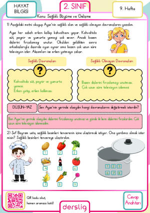 2. Sınıf 9. Hafta Cevap Anahtarı