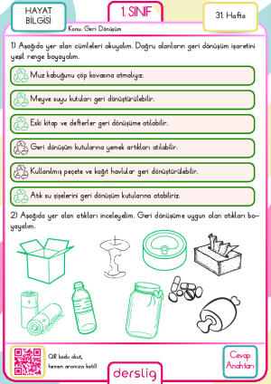 1. Sınıf 31. Hafta ödevi