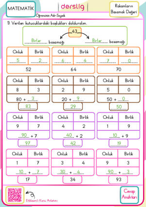 2. Sınıf Rakamların Basamak Değeri Cevap Anahtarı