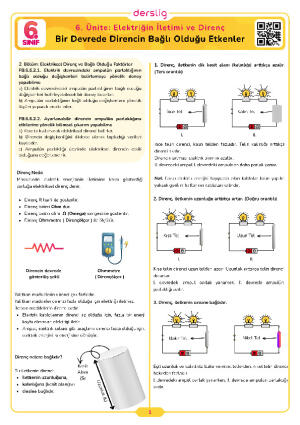 6. Sınıf 6. Tema 2.Konu Bir Devrede Direncin Bağlı Olduğu Etkenler