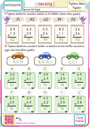 2. Sınıf Toplama İşlemi Yapalım Cevap Anahtarı