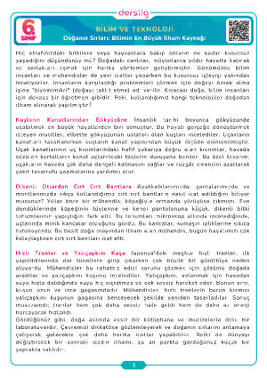 5. Tema Bilim ve Teknoloji Doğanın Sırları: Bilimin En Büyük İlham Kaynağı Dinleme Metni