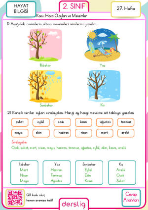 2. Sınıf 27. Hafta Cevap Anahtarı