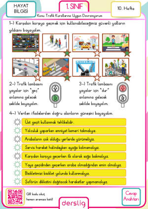 1. sınıf 10. hafta cevap anahtarı