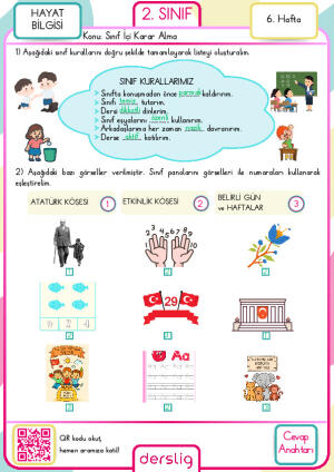 2. Sınıf 6. Hafta Cevap Anahtarı