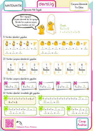 Çarpma İşleminde 1 ve 0'ın Etkisi Cevap Anahtarı