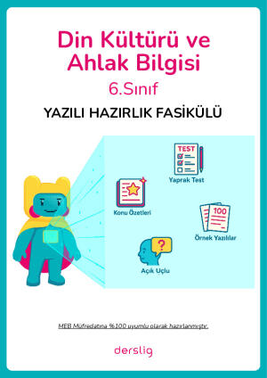 6. Sınıf Din Kültürü ve Ahlak Bilgisi 1. Dönem 2. Yazılı Hazırlık Fasikülü Cevap Anahtarı