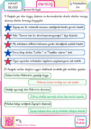 2. Sınıf İyi Arkadaşlıklar İçin Cevap AnahtarI