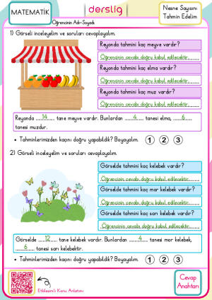 2. Sınıf Nesne Sayısını Tahmin Edelim Cevap Anahtarı
