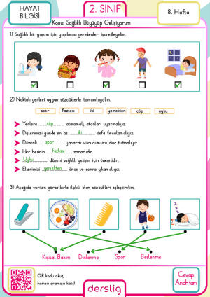 2. Sınıf 8. Hafta Cevap Anahtarı
