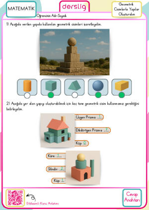 2. sınıf Geometrik Cisimlerle Yapılar Oluşturalım cevap anahtarı