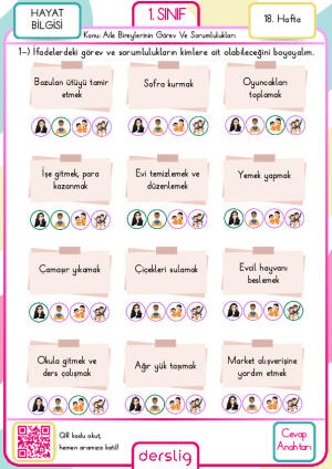 1. sınıf 18. hafta cevap anahtarı