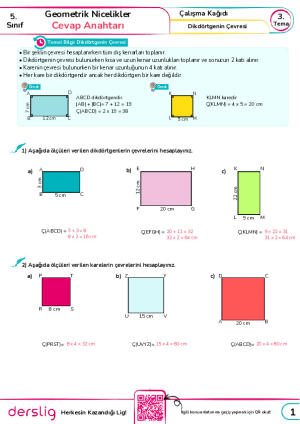5. sınıf Dikdörtgen Çevresi Hazırlan