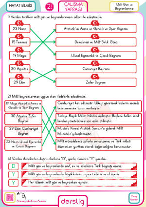 2. Sınıf Millî Gün ve Bayramlarımız Cevap Anahtarı