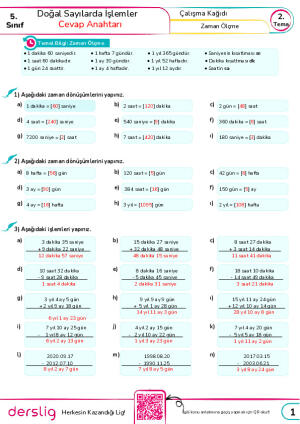 18. Zaman Ölçme Problemleri cevap anahtarı